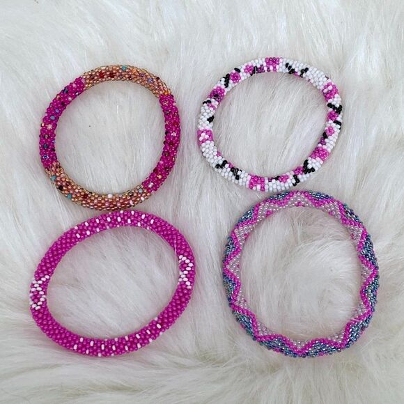 ALL PROFITS TO CHARITY! HAND CRAFTED in Nepal Beaded Bracelets (set of 4) #682 - Picture 3 of 5